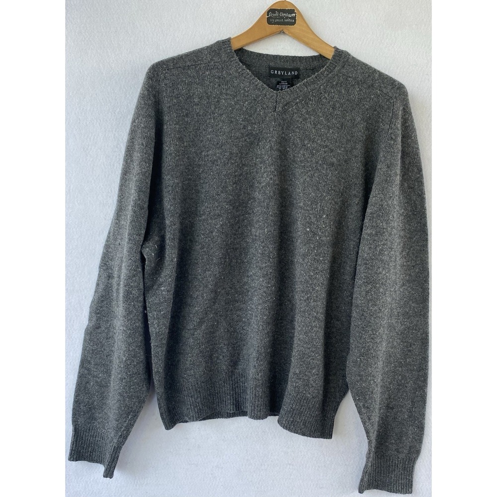 Greyland Gray Pure Lambswool Sweater Mens Large